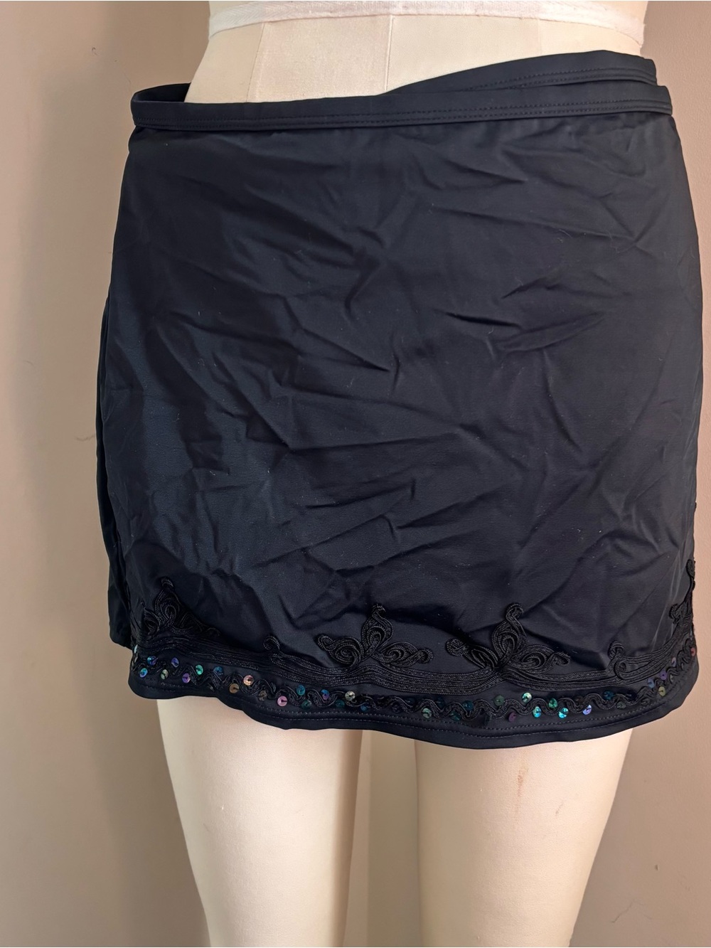 Newport News Black Mini swim Skirt with Sequin Trim